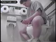young fat guy spy out at toilet 